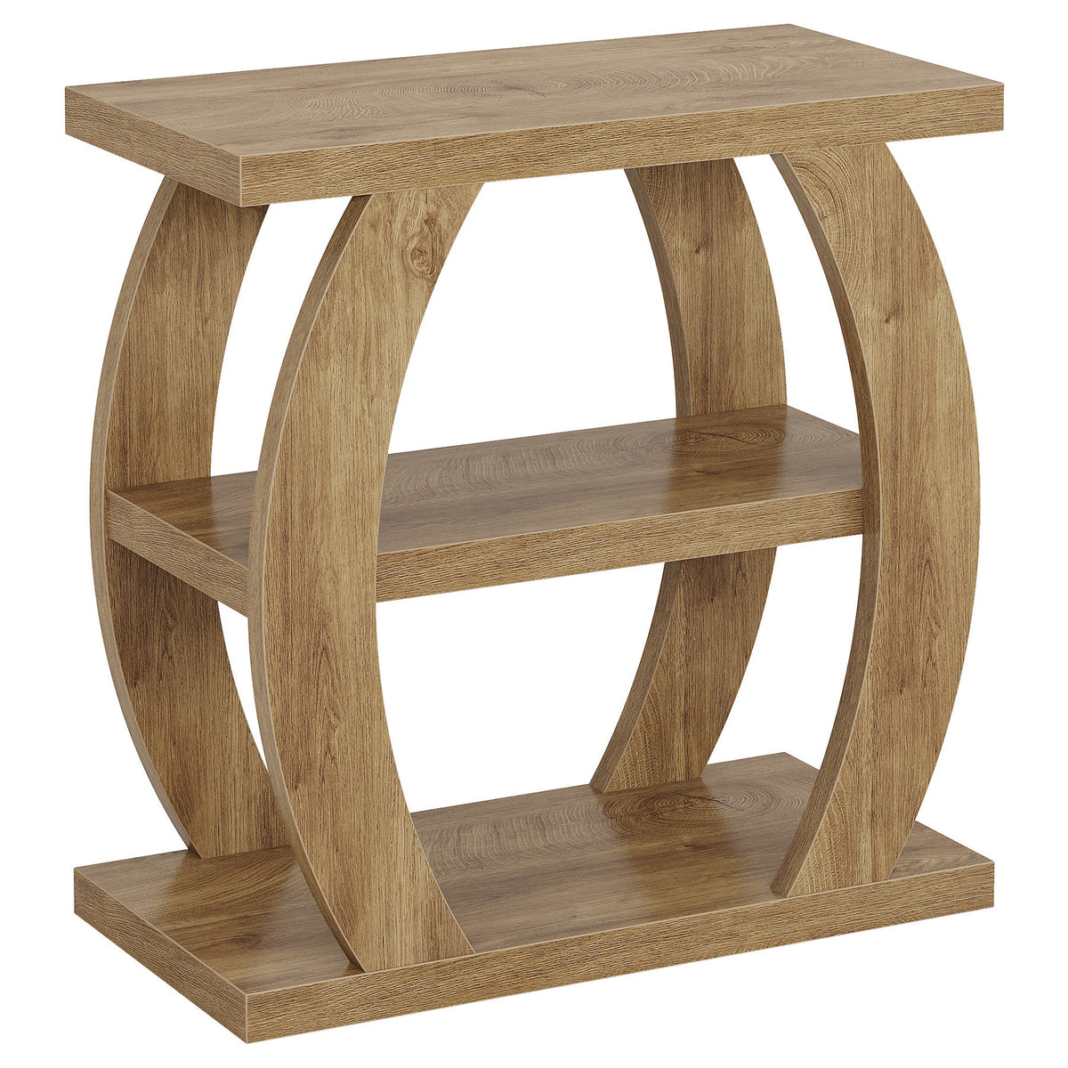 23.6" End Table, 3-Tier Farmhouse Side Table with  Geometric Frame