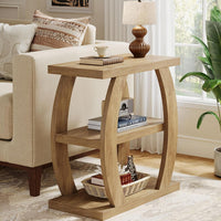 23.6" End Table, 3-Tier Farmhouse Side Table with  Geometric Frame