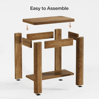 23.6" End Table, Farmhouse Wooden Side Table with Storage Shelf