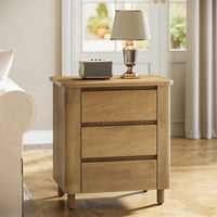 23.6" Nightstand, Farmhouse Bedside Table with 3 Drawers