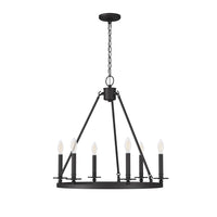 26" Ceiling Light Fixture, 6-Lights Wagon Wheel Chandelier for Farmhouse