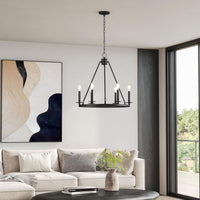 26" Ceiling Light Fixture, 6-Lights Wagon Wheel Chandelier for Farmhouse