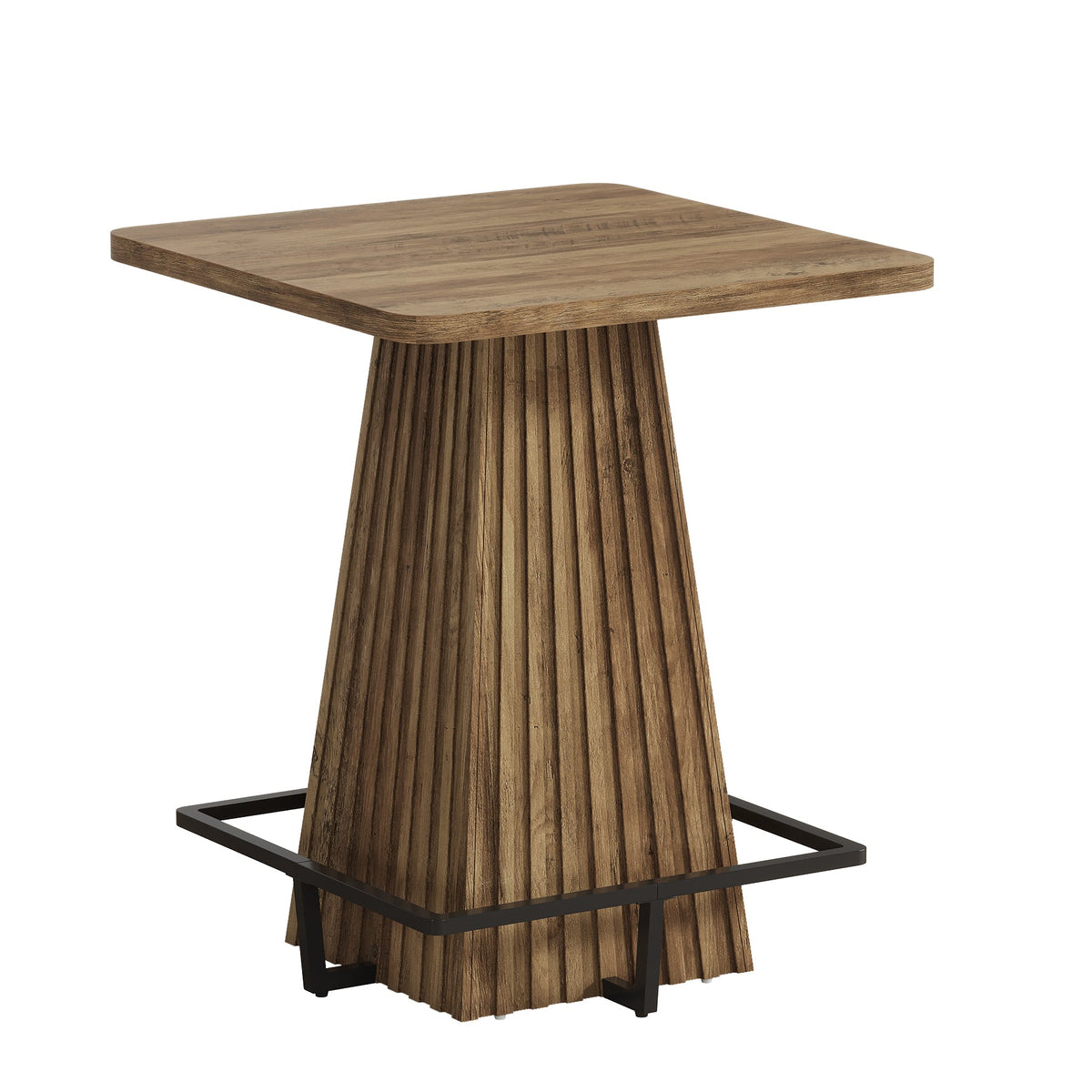 37.4" Square Bar Table, Farmhouse Counter Height Pub Table with Metal Footrest