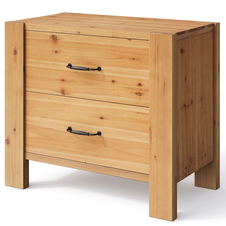 Solid Wood Nightstand, Oversize Bedside Table with 2 Drawers