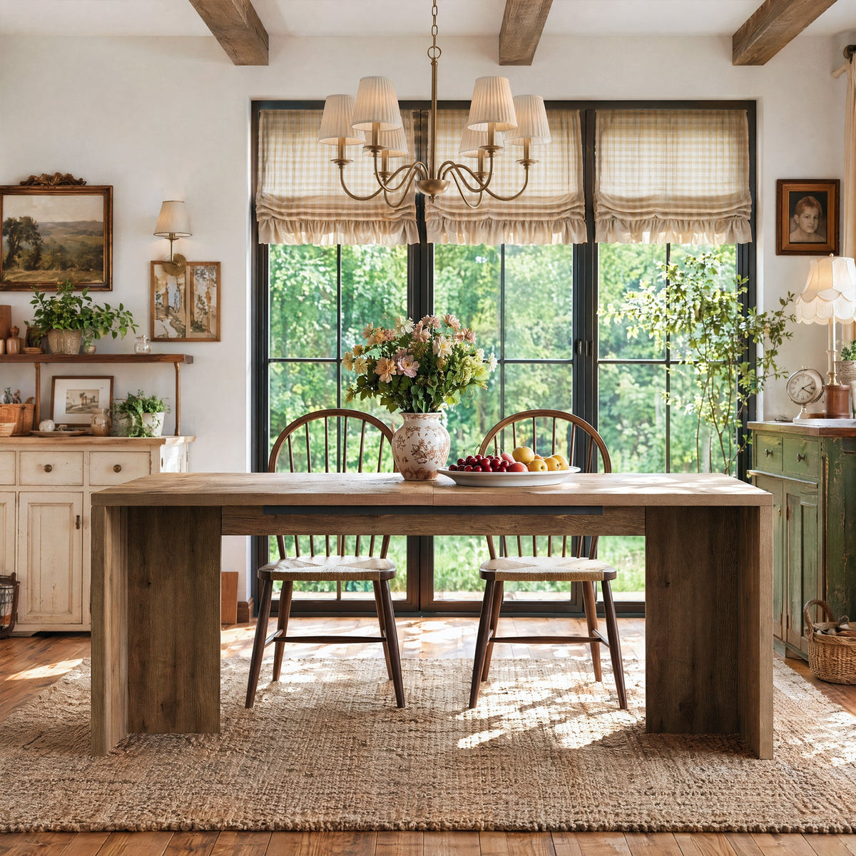 78"Solid Wood  Dining Table, Kitchen Table for 6-8 People for Dining Room