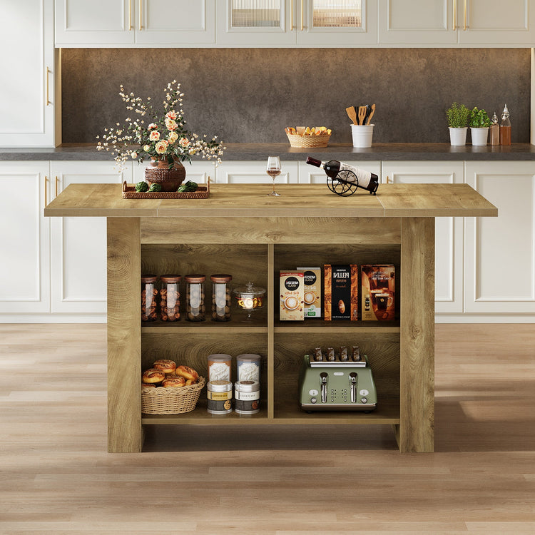 63" Kitchen Island, Farmhouse Counter Height Bar Table with Storage