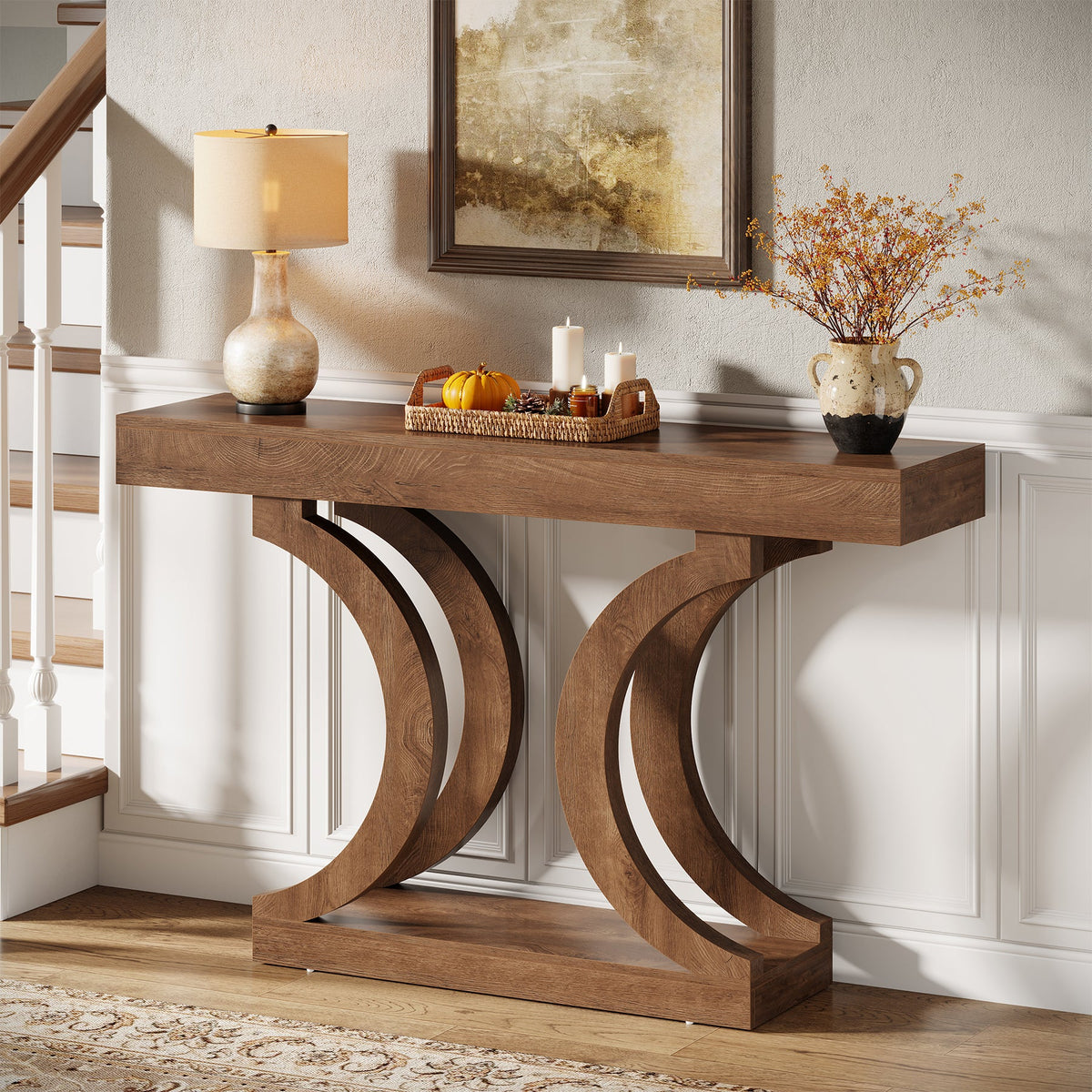 43.3" Console Table, Unique Sofa Table Behind The Couch with Curved Legs