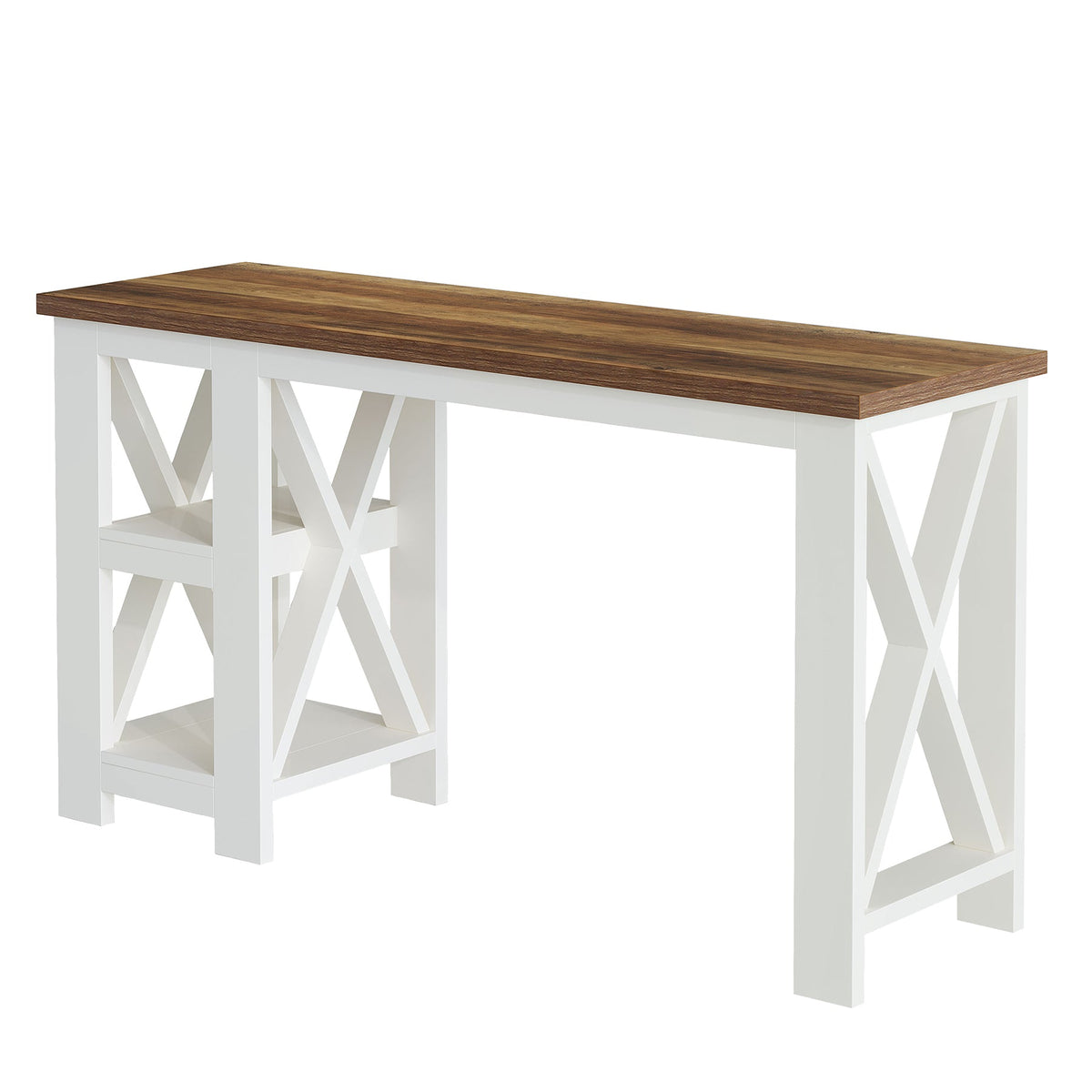 62.2" Bar Table with Storage Shelves, Farmhouse Counter Height Pub Table for Kitchen