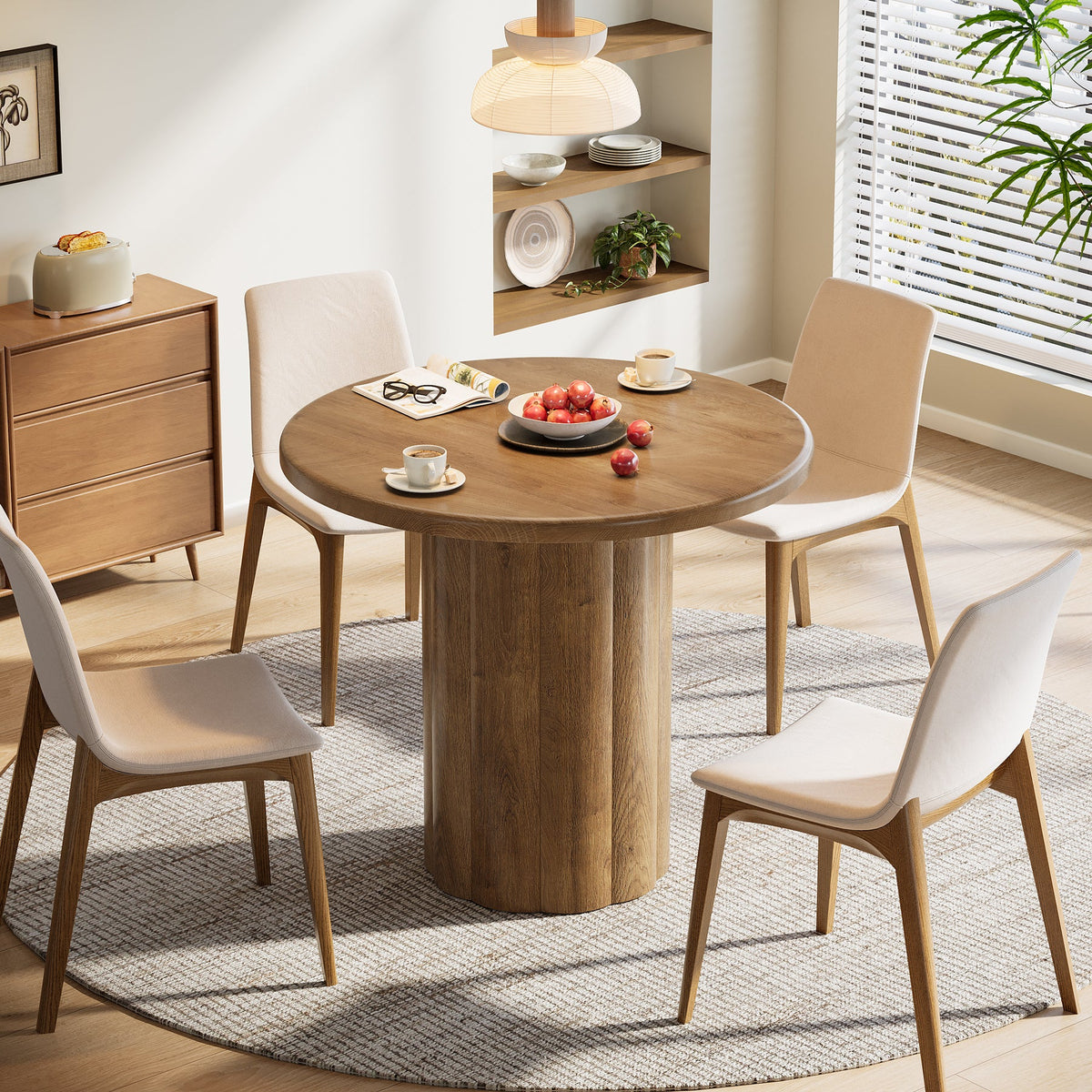 31.5" Dining Table, Small Round Kitchen Table with Sturdy Base for 2-4