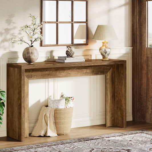 55" Rustic Console Table, Farmhouse Sofa Table Hallway Table