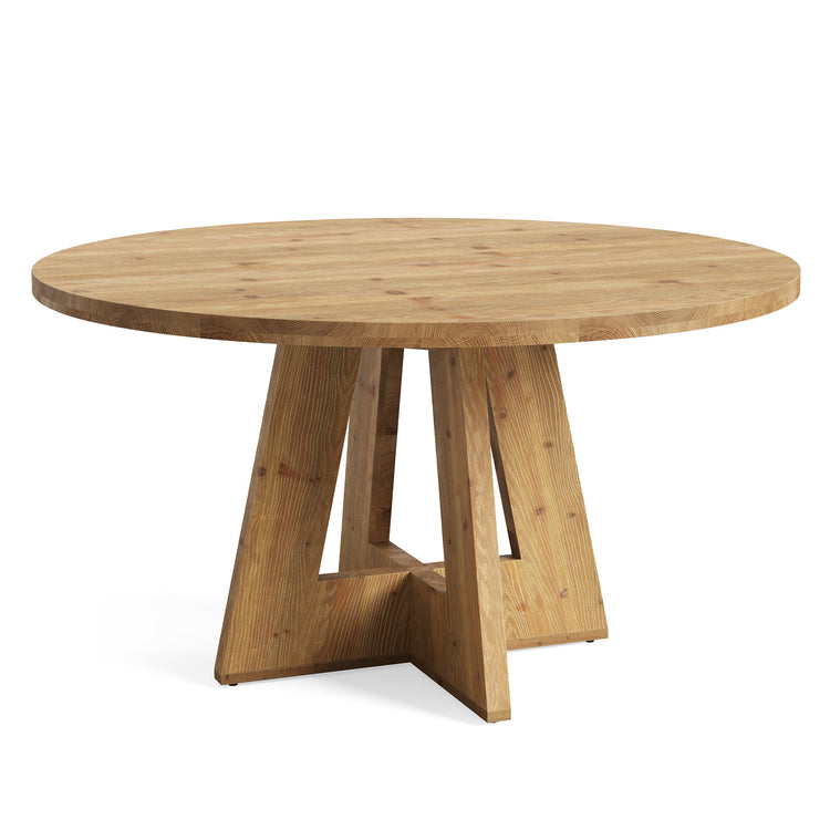Solid Wood Round Dining Table, 47" Farmhouse Kitchen Table for 4-6
