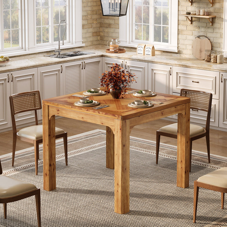 Solid Wood Square Dining Table, 31.5" Kitchen Table with 3D Textured Tabletop
