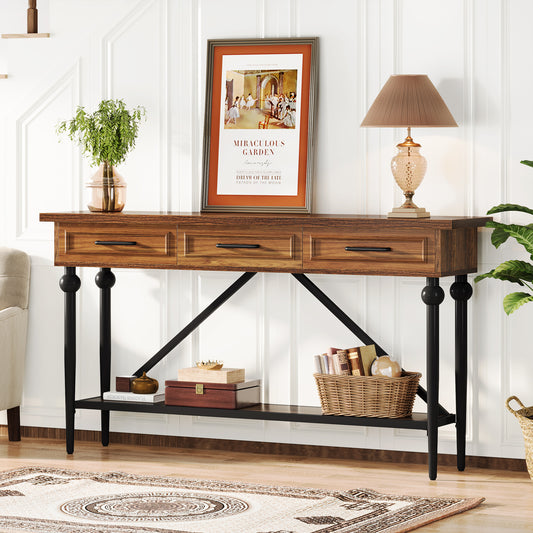 Sofa Entryway Table with 3 Drawers