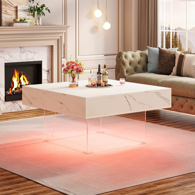 Modern Faux Marble Wood Center Table