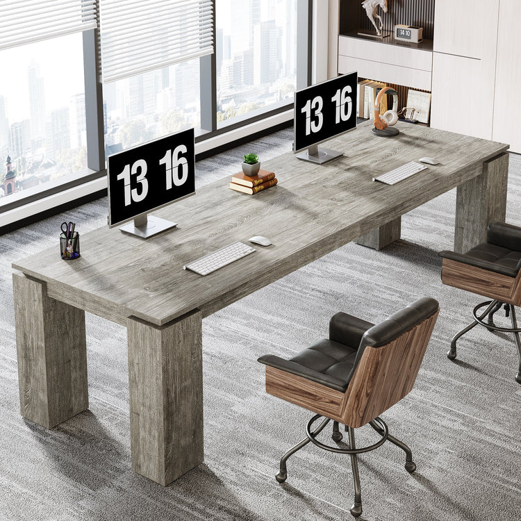 86" Two-Person Desk, Rectangle Double Computer Desk for Home Office