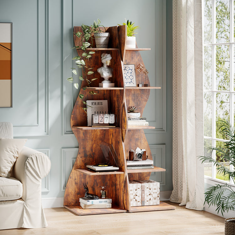 5-Tier Corner Shelf, Modern Wall Corner Bookshelf Bookcase