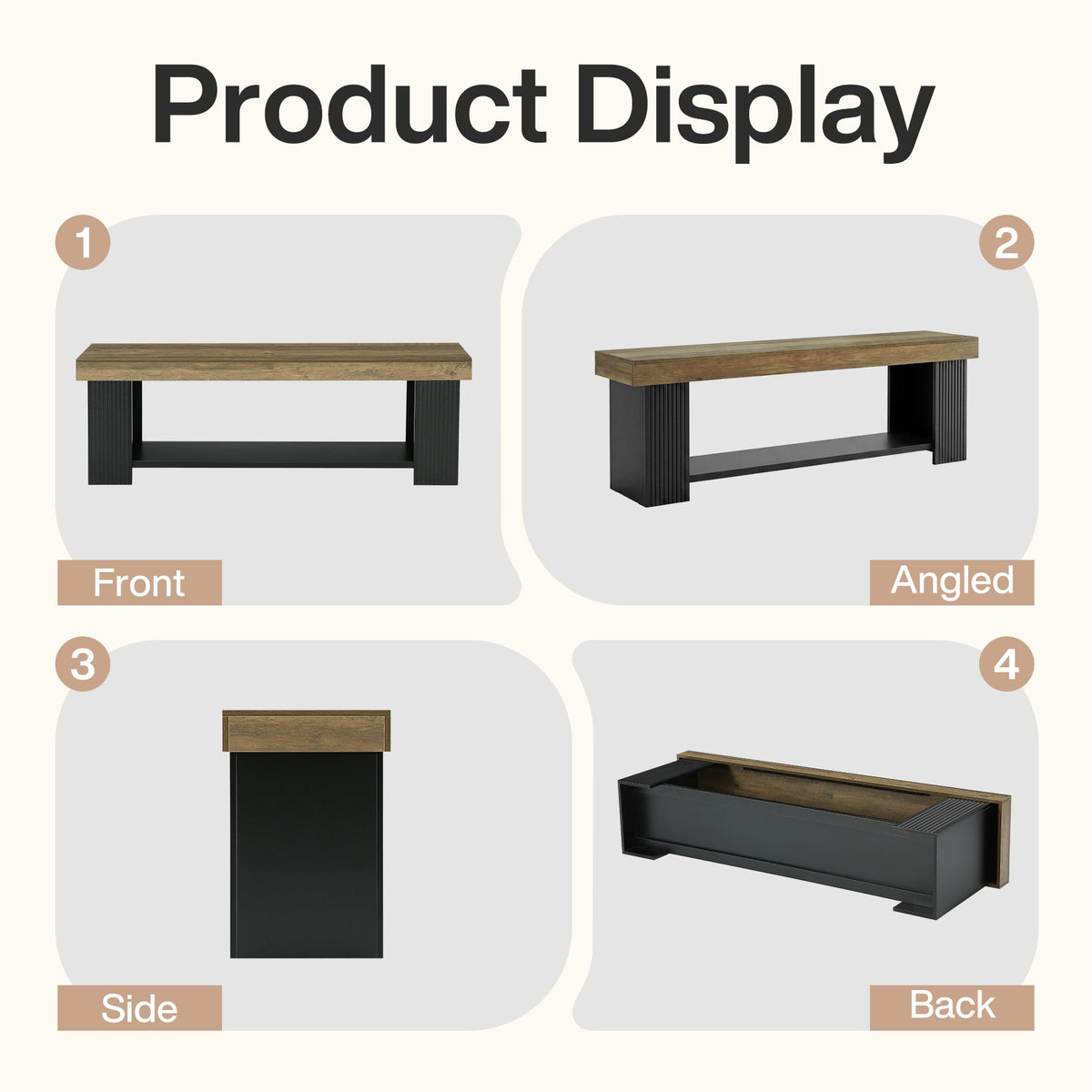 71" TV Stand for 70/75/80" TVs, Farmhouse Entertainment Center with Open Shelf
