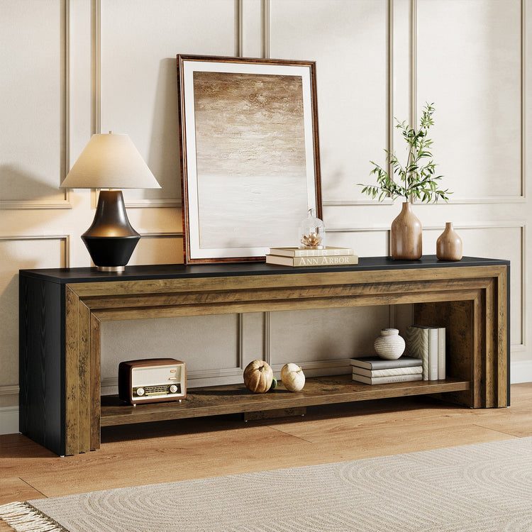 70" TV Stand, Long Entertainment Center with Shelves for Up to 80" TV