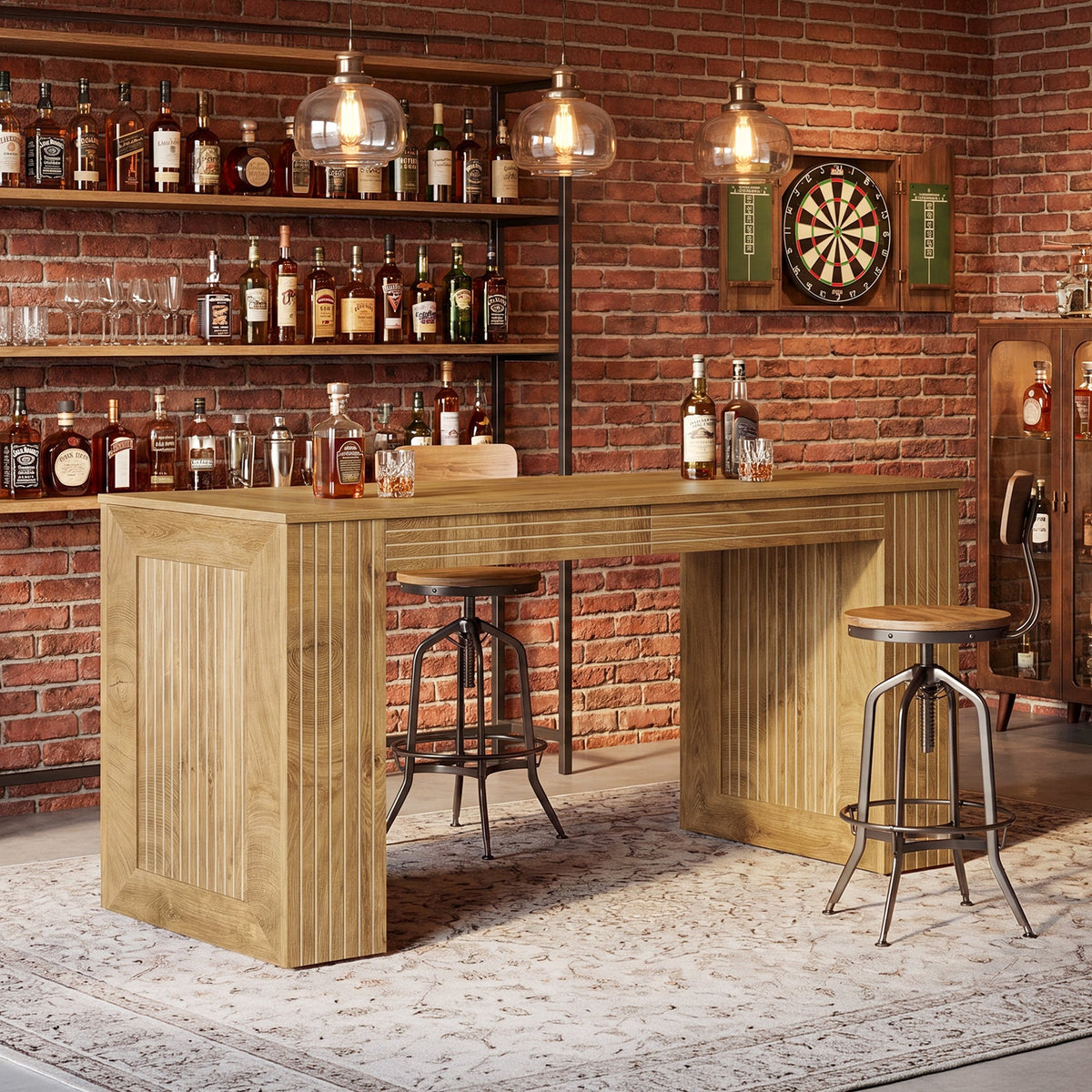 Tribesigns 62.99-Inch Counter Height Pub Table with Strong Frame, Farmhouse Bar Table for Kitchen(Only Table)