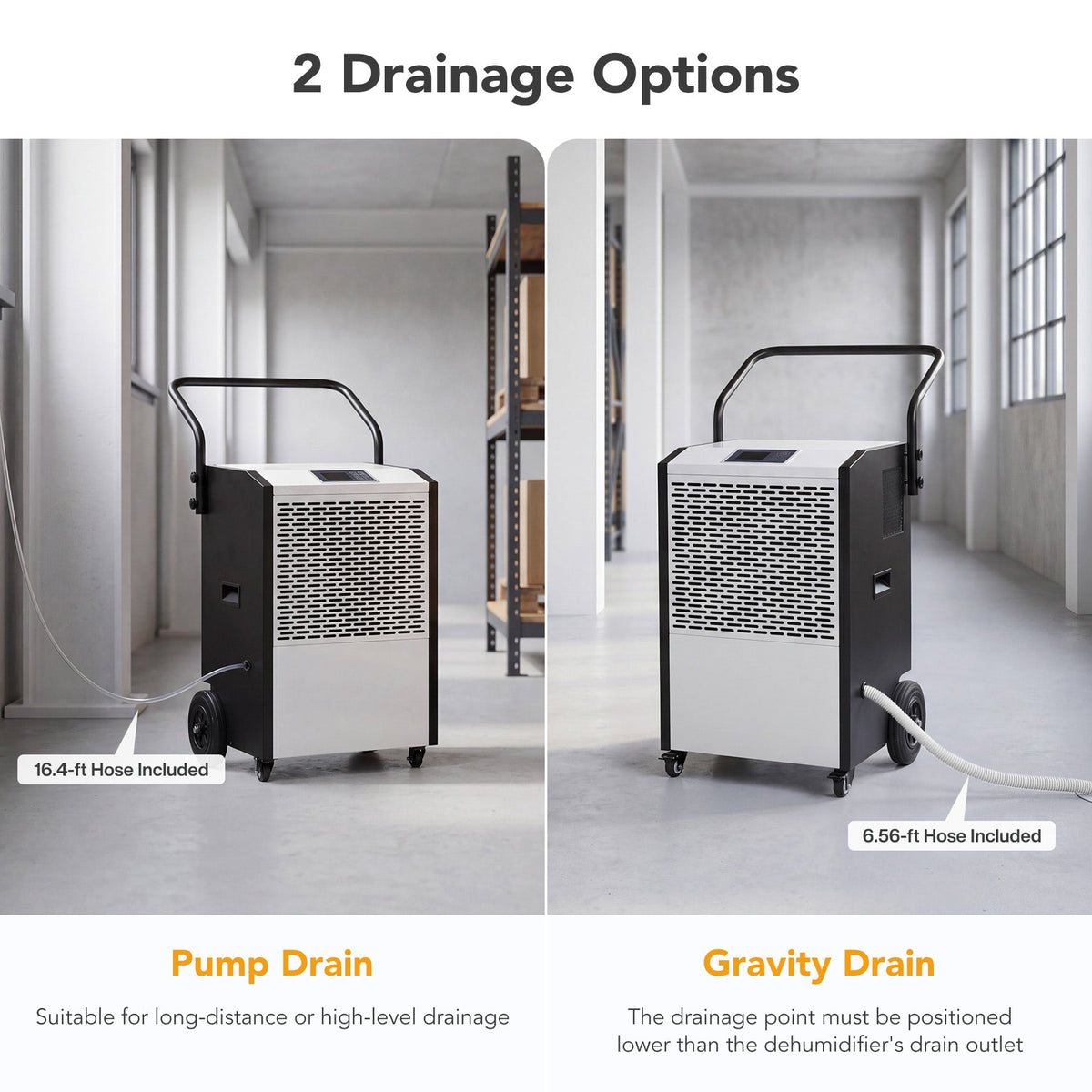240 Pints Commercial Dehumidifier with Pump & Drain Hose for Up to 8000 Sq. Ft Large Spaces, Auto Defrost