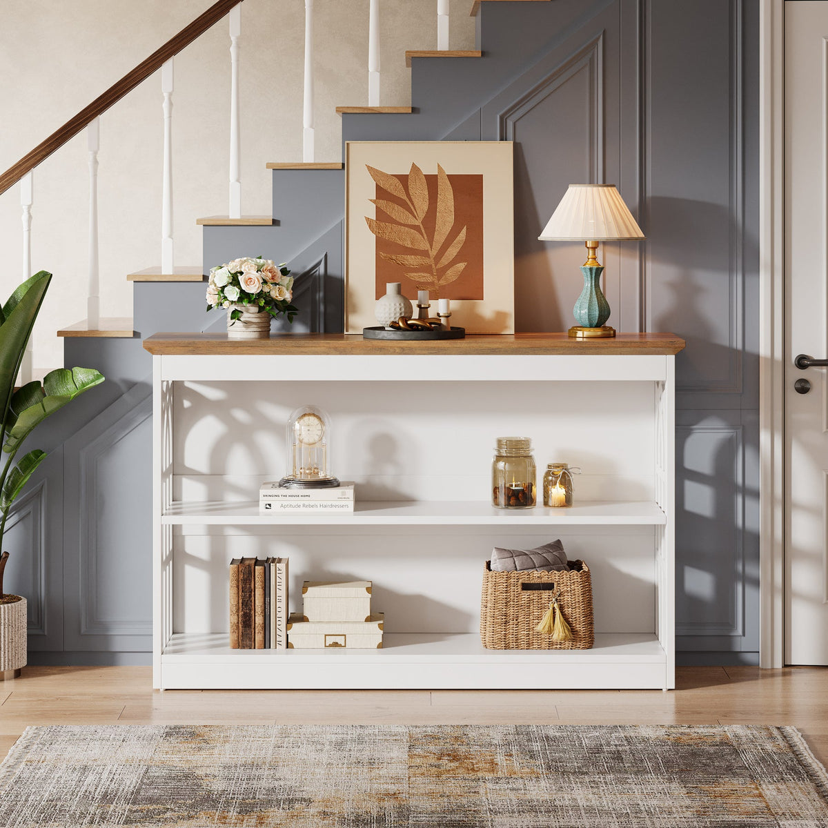 3-Tier Console Table, 41.34" Modern Entryway Sofa Table Behind the Couch