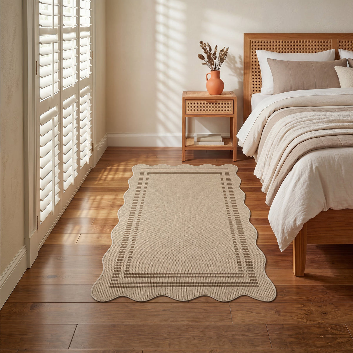 3x5 Scalloped Easy Jute Area Rugs#Style_Brown Lines