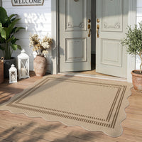 3x5 Scalloped Easy Jute Area Rugs#Style_Brown Lines