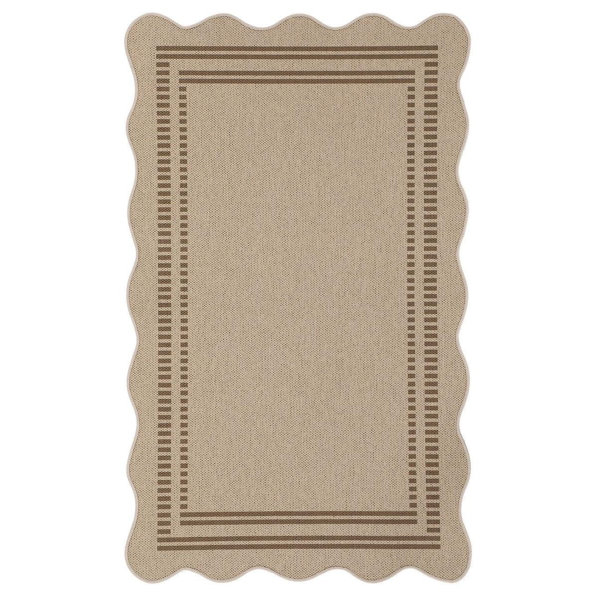 3x5 Scalloped Easy Jute Area Rugs#Style_Brown Lines