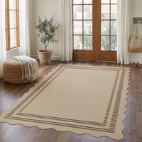 5x7 Scalloped Easy Jute Area Rugs#Style_Brown Lines