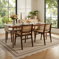 5x7 Scalloped Easy Jute Area Rugs#Style_Brown Lines