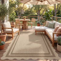 5x7 Scalloped Easy Jute Area Rugs#Style_Brown Lines