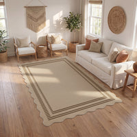 5x7 Scalloped Easy Jute Area Rugs#Style_Brown Lines