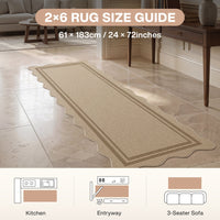 2x6 Scalloped Easy Jute Area Rugs#Style_Brown Lines