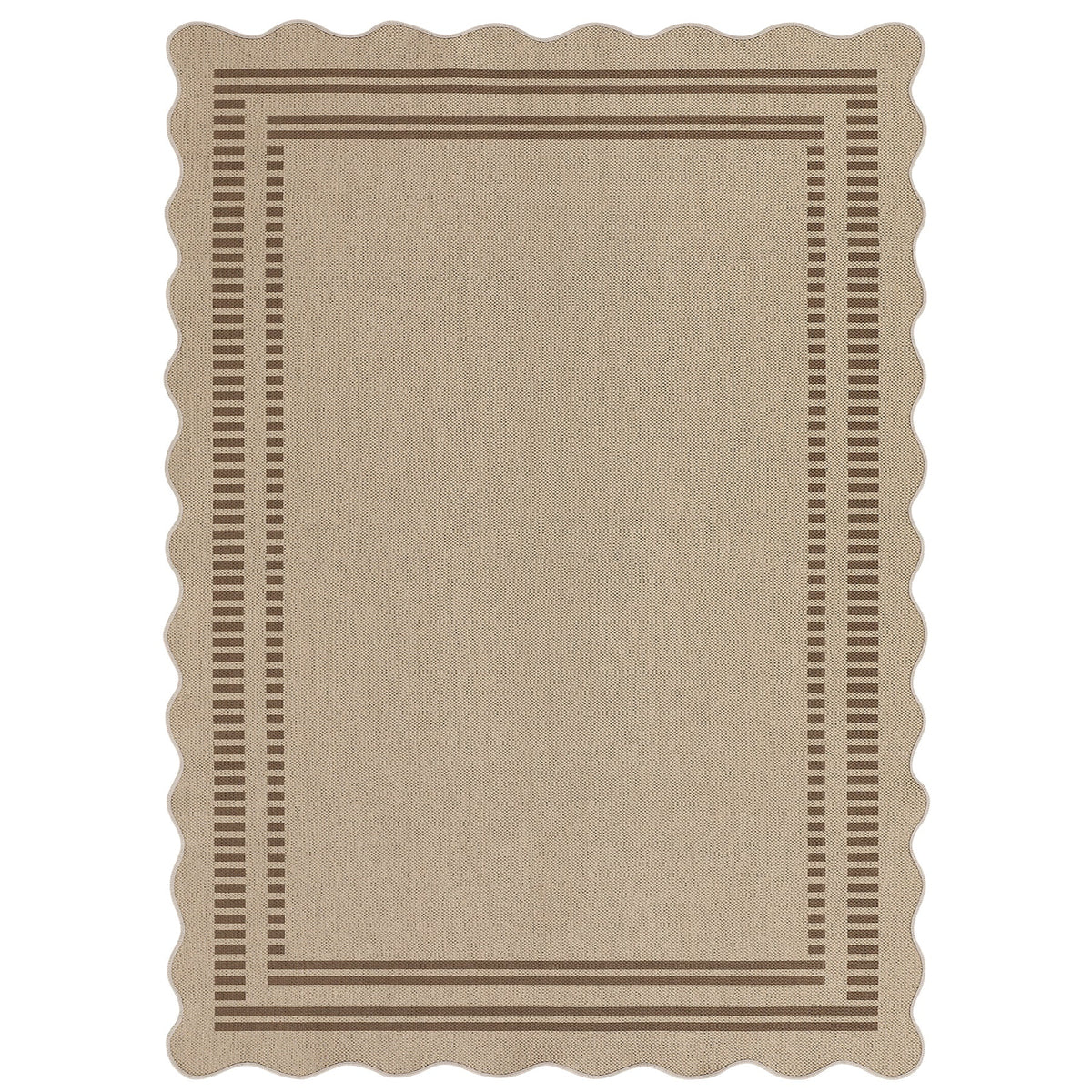 5x7 Scalloped Easy Jute Area Rugs#Style_Brown Lines