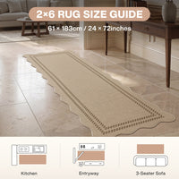 2x6 Scalloped Easy Jute Area Rugs#Style_Brown Plaid