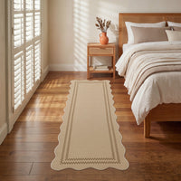 2x6 Scalloped Easy Jute Area Rugs#Style_Brown Plaid