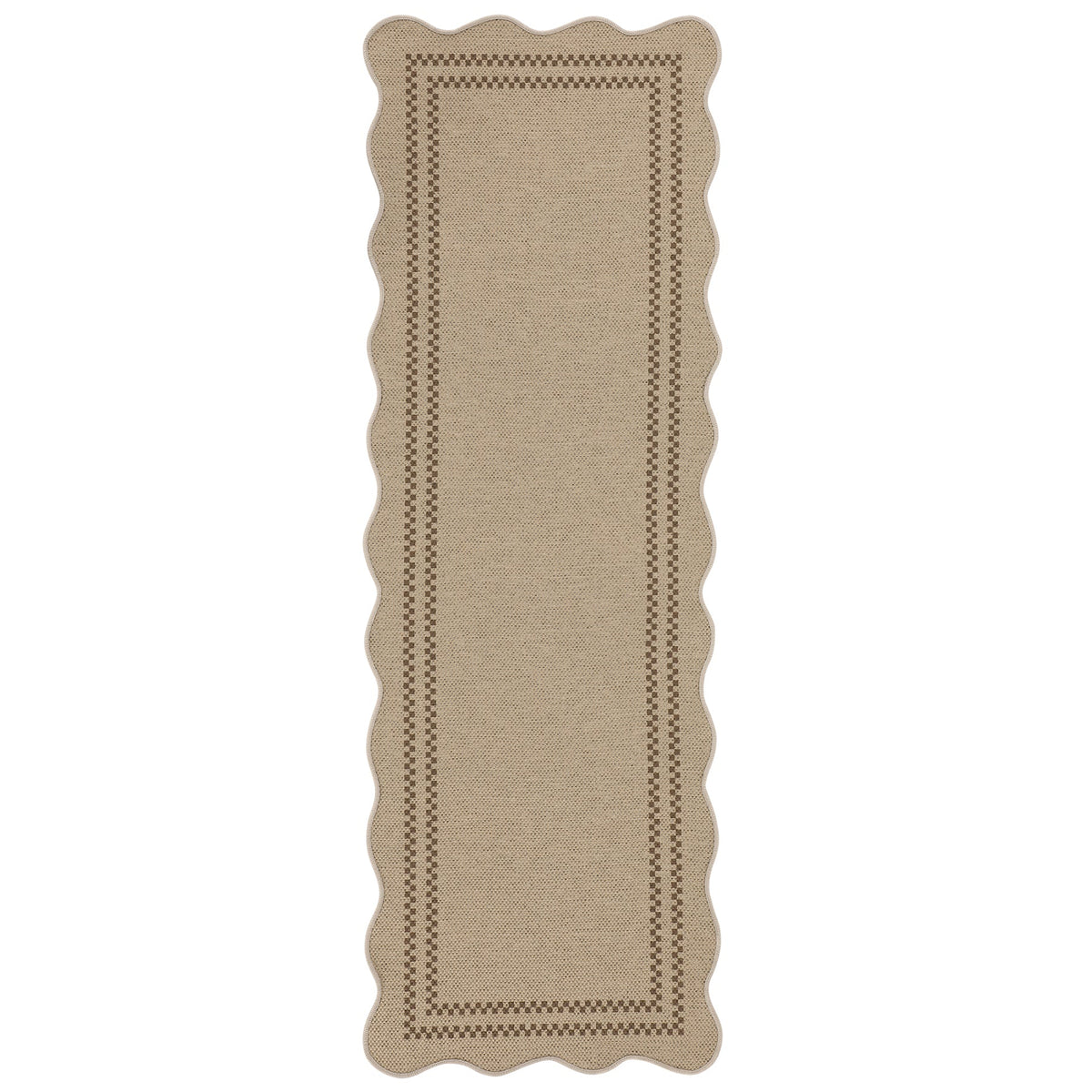 2x6 Scalloped Easy Jute Area Rugs#Style_Brown Plaid