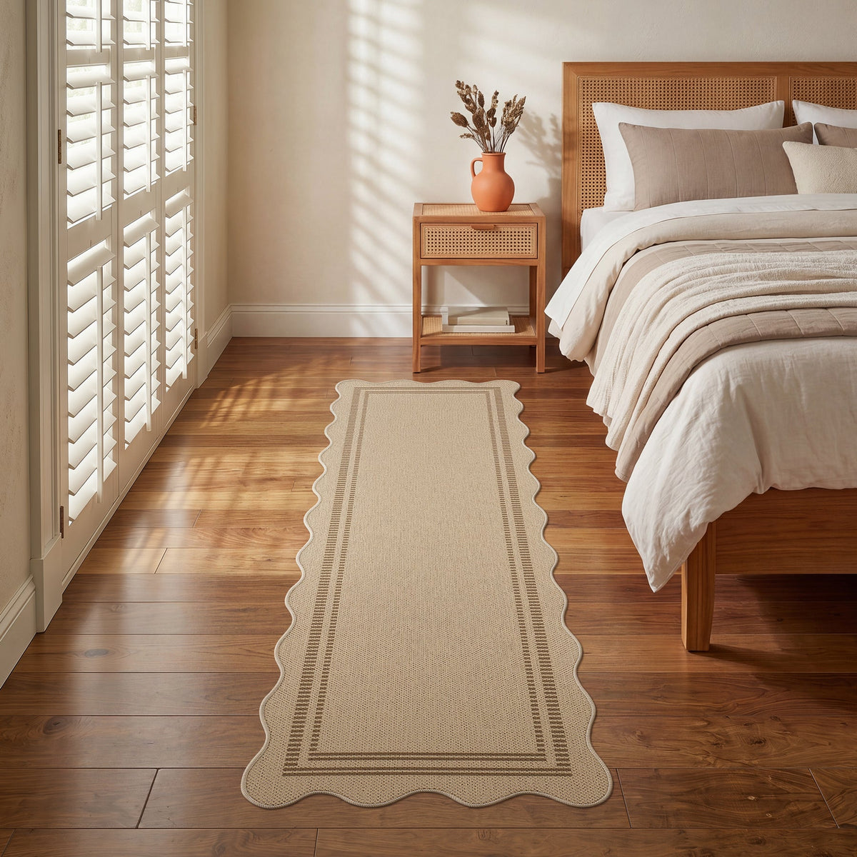 2x6 Scalloped Easy Jute Area Rugs#Style_Brown Lines