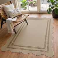 3x5 Scalloped Easy Jute Area Rugs#Style_Brown Plaid