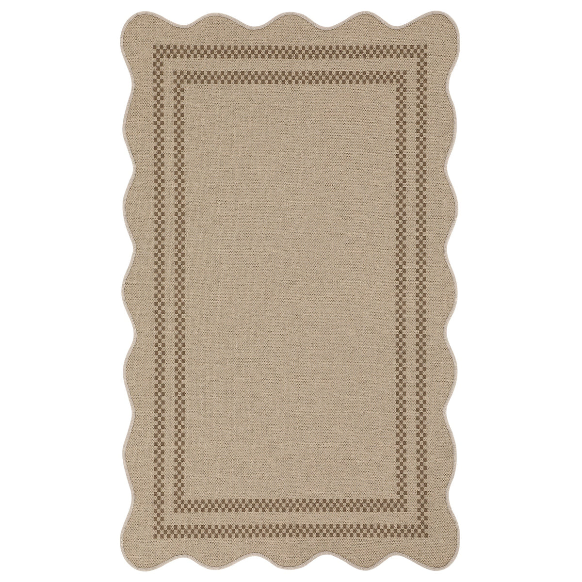 3x5 Scalloped Easy Jute Area Rugs#Style_Brown Plaid