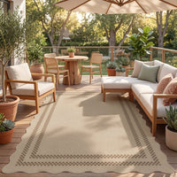 5x7 Scalloped Easy Jute Area Rugs#Style_Brown Plaid