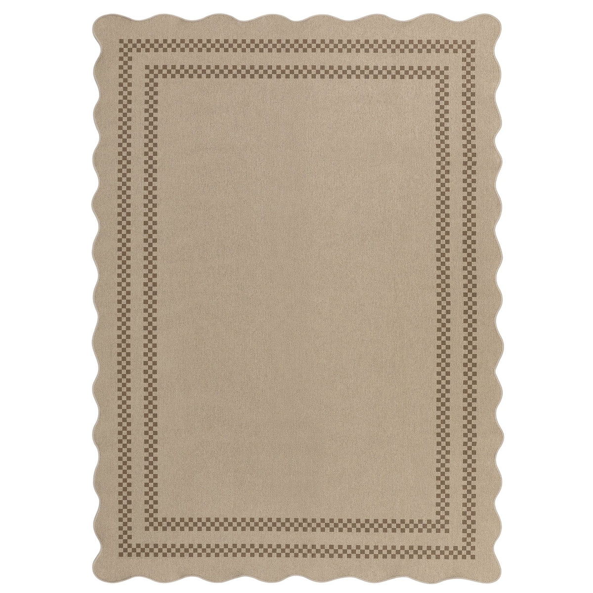 5x7 Scalloped Easy Jute Area Rugs#Style_Brown Plaid