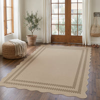 5x7 Scalloped Easy Jute Area Rugs#Style_Brown Plaid