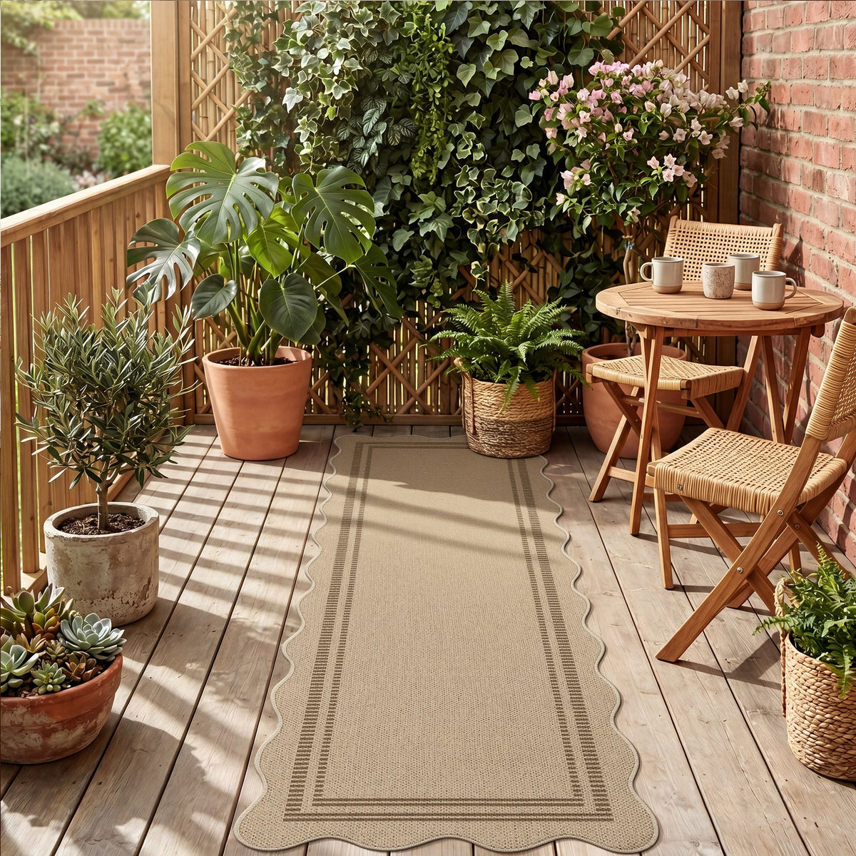 2x6 Scalloped Easy Jute Area Rugs#Style_Brown Lines