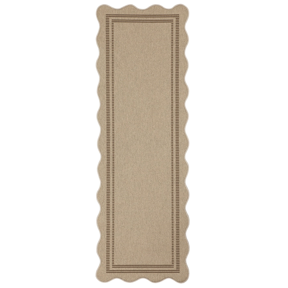 2x6 Scalloped Easy Jute Area Rugs#Style_Brown Lines