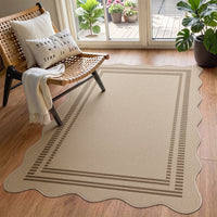 3x5 Scalloped Easy Jute Area Rugs#Style_Brown Lines