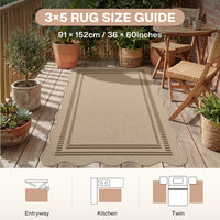 3x5 Scalloped Easy Jute Area Rugs#Style_Brown Lines