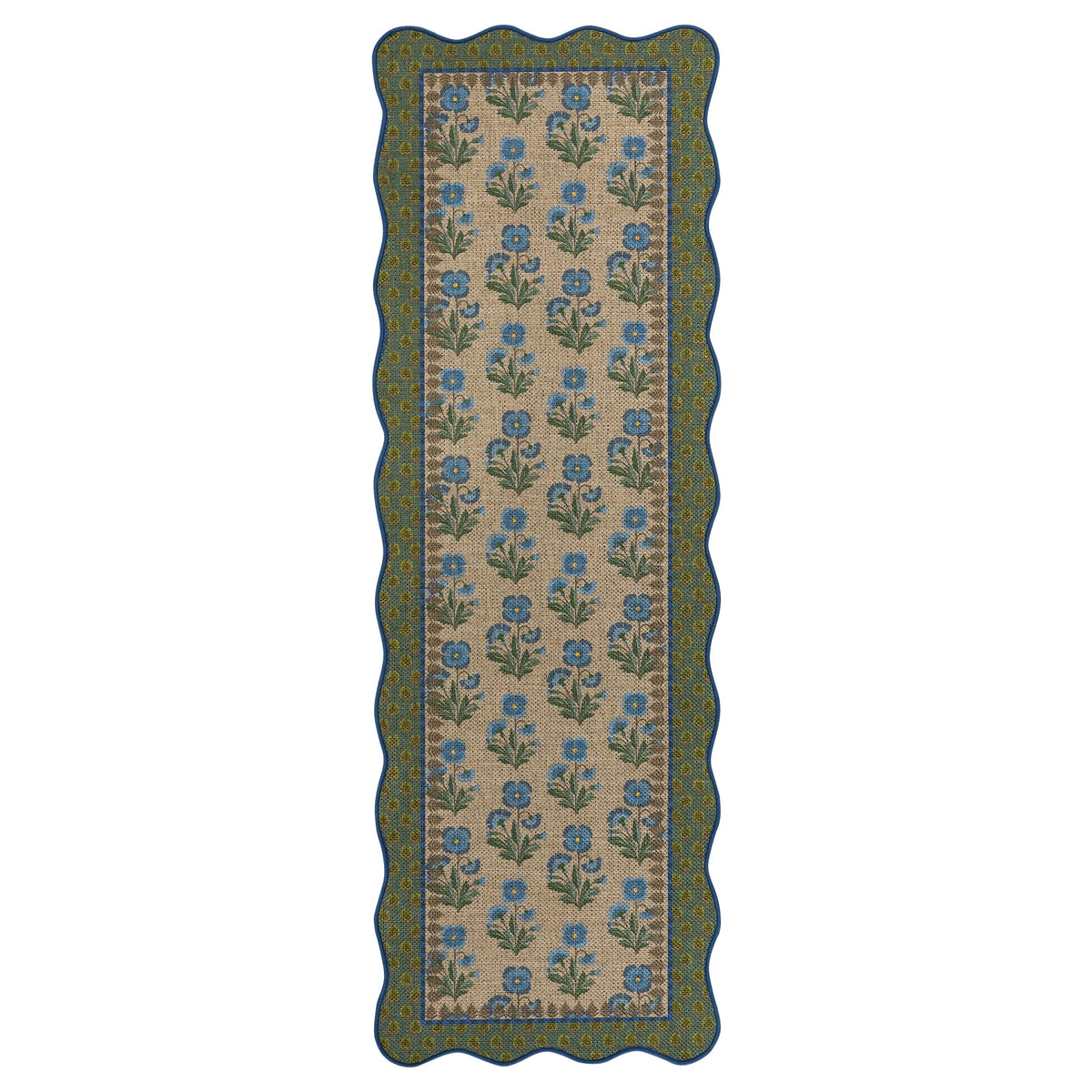 2x6/3x5 Scalloped Floral Easy Jute Washable Area Rug, Farmhouse Soft Low Pile Carpet for Hallway & Entryway, Oeko-Tex Certified
