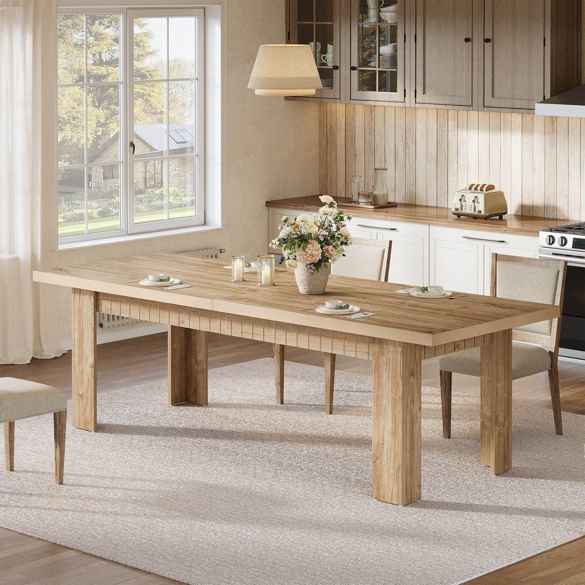 79" Dining Table for 6-8 People, Rectangular Kitchen Table for Dining Room