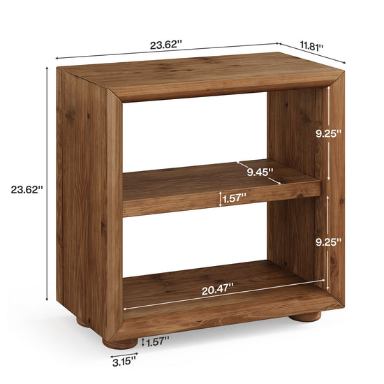 3-Tier End Table, Wood Side Table Nightstand with Storage Shelves